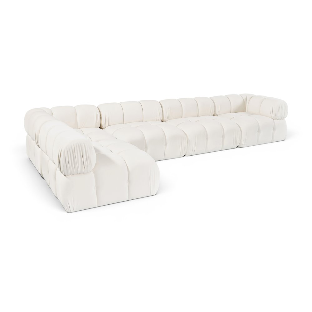 Orin Cream Velvet Performance Fabric Upholstered 5 pc. Sectional