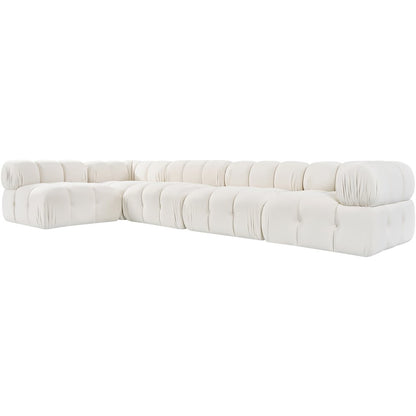 Orin Cream Velvet Performance Fabric Upholstered 5 pc. Sectional