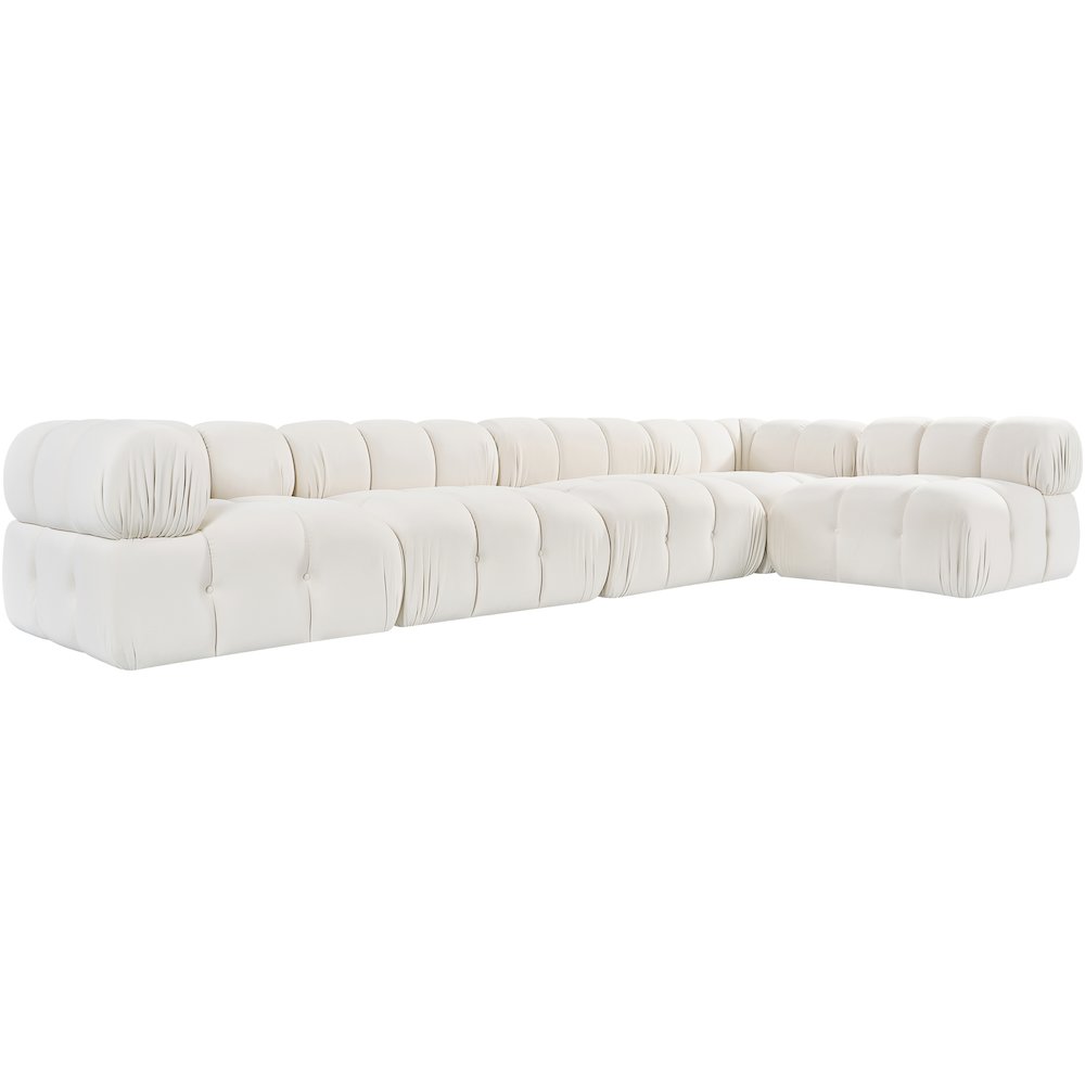 Orin Cream Velvet Performance Fabric Upholstered 5 pc. Sectional