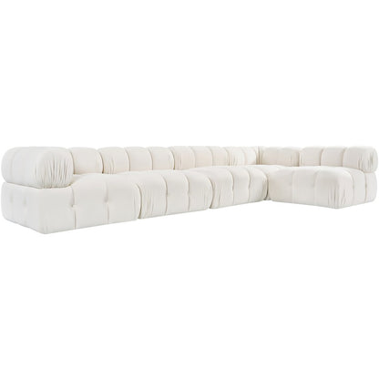 Orin Cream Velvet Performance Fabric Upholstered 5 pc. Sectional