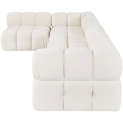 Orin Cream Velvet Performance Fabric Upholstered 5 pc. Sectional