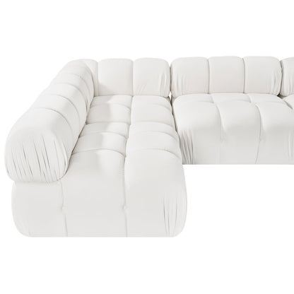 Orin Cream Velvet Performance Fabric Upholstered 5 pc. Sectional