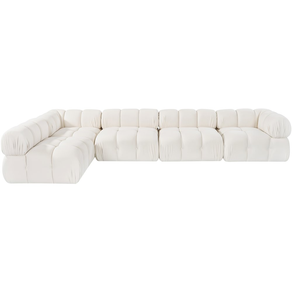 Orin Cream Velvet Performance Fabric Upholstered 5 pc. Sectional