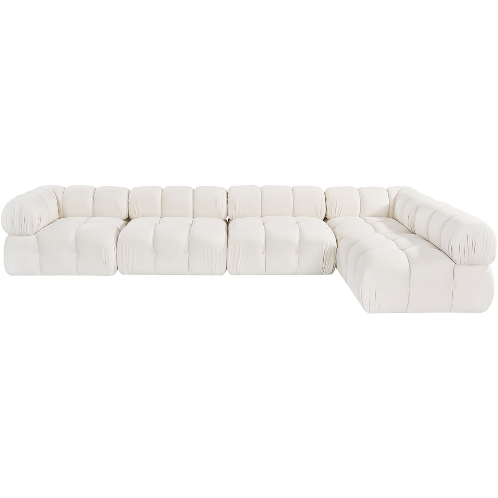 Orin Cream Velvet Performance Fabric Upholstered 5 pc. Sectional