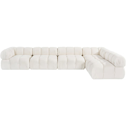 Orin Cream Velvet Performance Fabric Upholstered 5 pc. Sectional