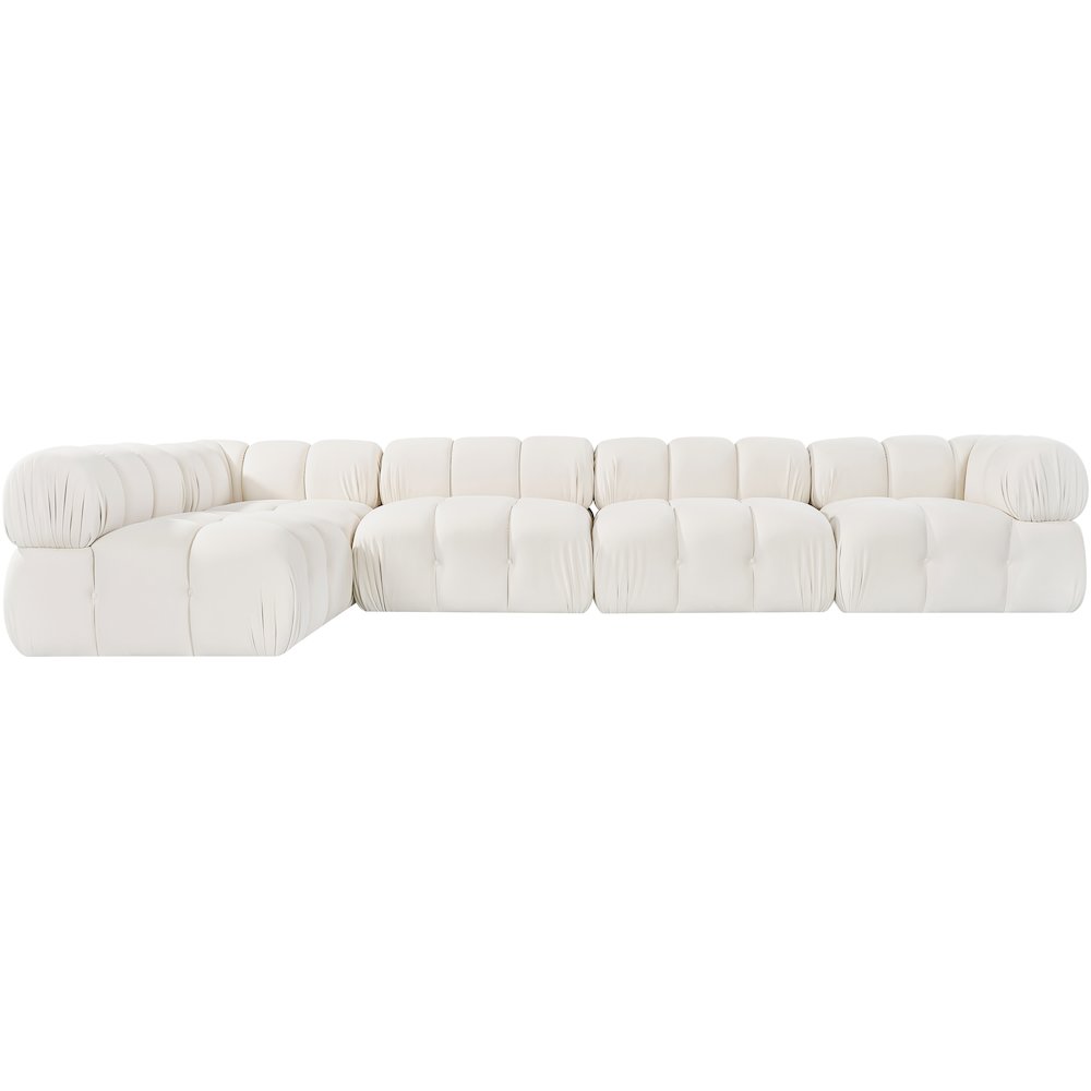Orin Cream Velvet Performance Fabric Upholstered 5 pc. Sectional