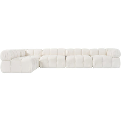 Orin Cream Velvet Performance Fabric Upholstered 5 pc. Sectional