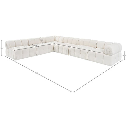 Orin Cream Velvet Performance Fabric Upholstered 6 pc. Sectional