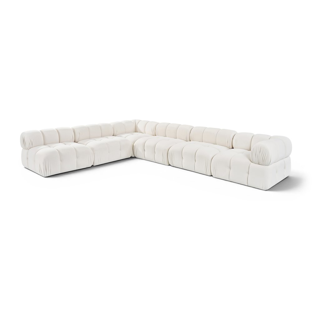 Orin Cream Velvet Performance Fabric Upholstered 6 pc. Sectional