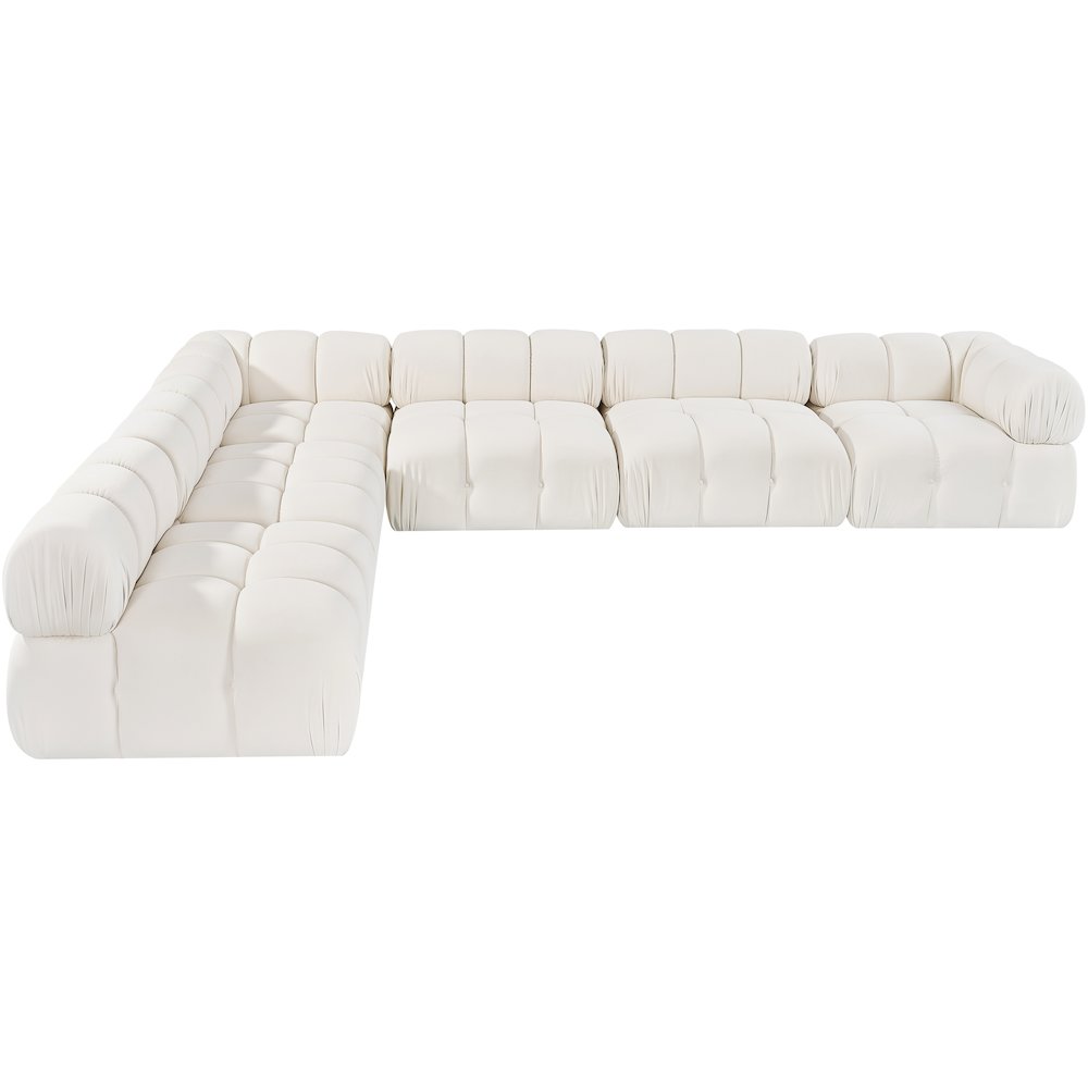 Orin Cream Velvet Performance Fabric Upholstered 6 pc. Sectional