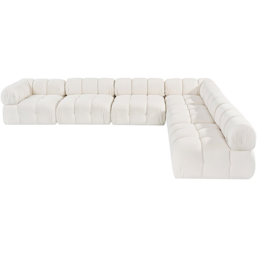 Orin Cream Velvet Performance Fabric Upholstered 6 pc. Sectional