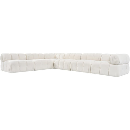 Orin Cream Velvet Performance Fabric Upholstered 6 pc. Sectional