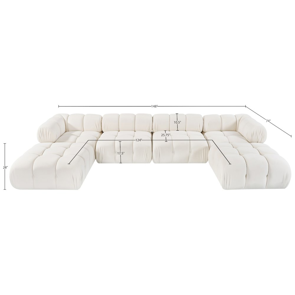 Orin Cream Velvet Performance Fabric Upholstered 6 pc. Sectional