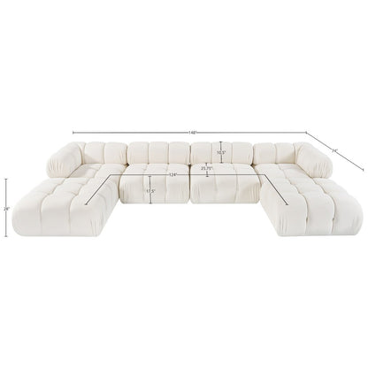 Orin Cream Velvet Performance Fabric Upholstered 6 pc. Sectional