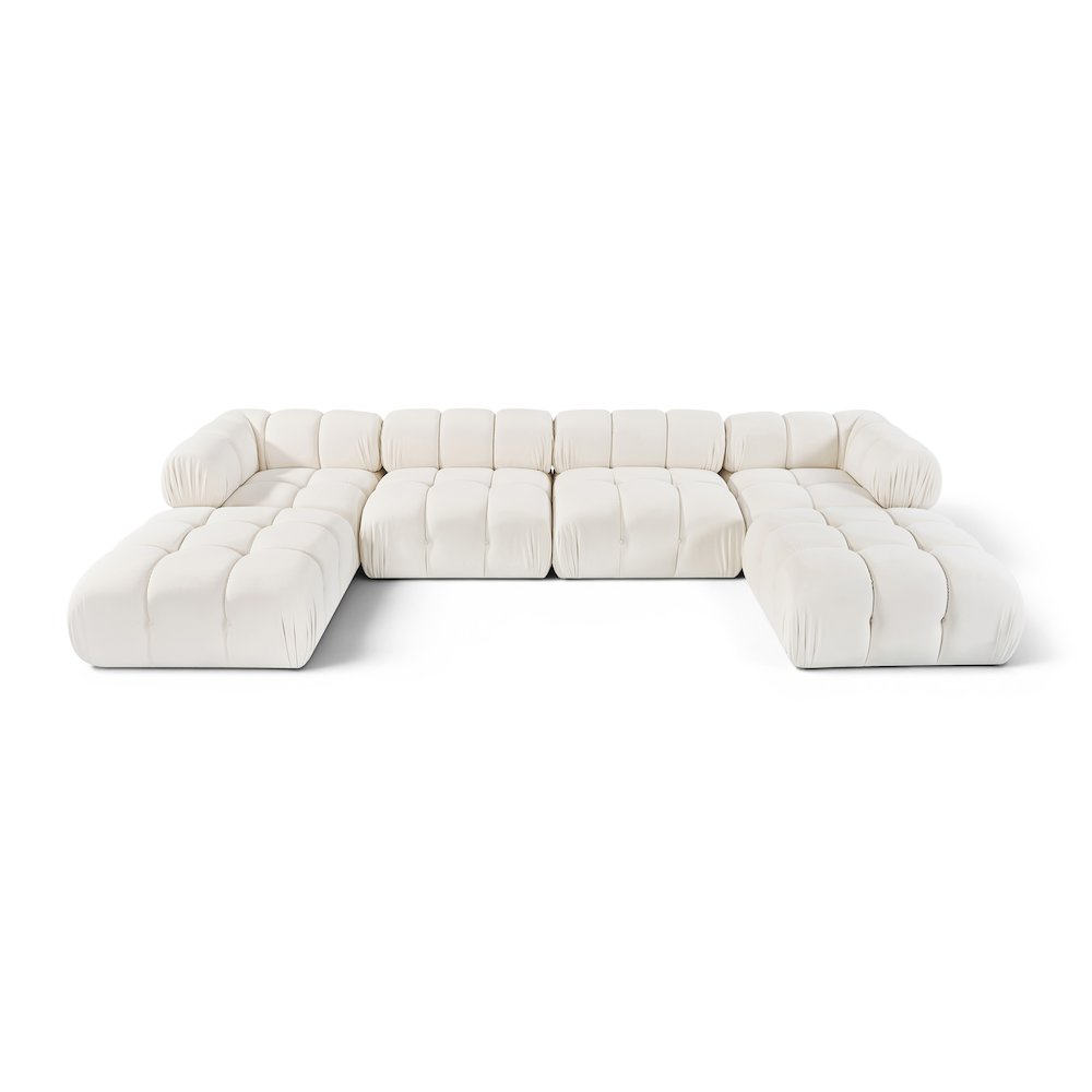 Orin Cream Velvet Performance Fabric Upholstered 6 pc. Sectional