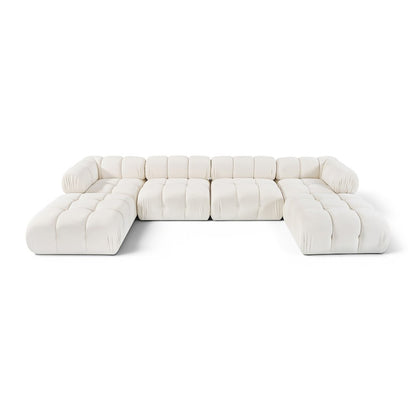 Orin Cream Velvet Performance Fabric Upholstered 6 pc. Sectional