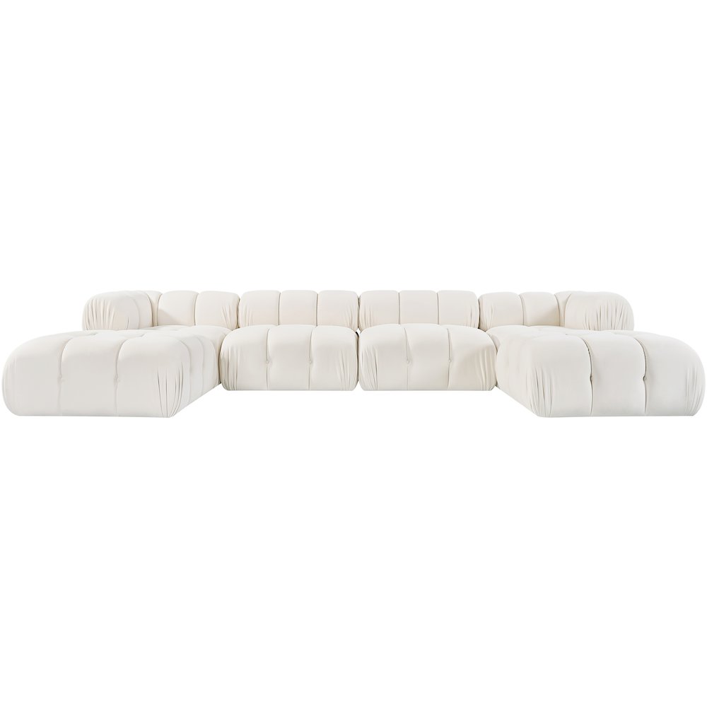 Orin Cream Velvet Performance Fabric Upholstered 6 pc. Sectional