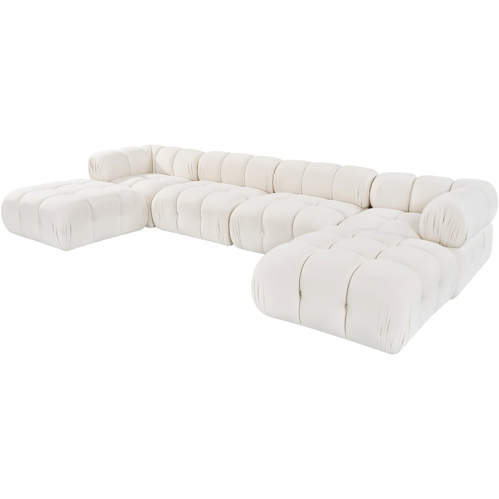 Orin Cream Velvet Performance Fabric Upholstered 6 pc. Sectional
