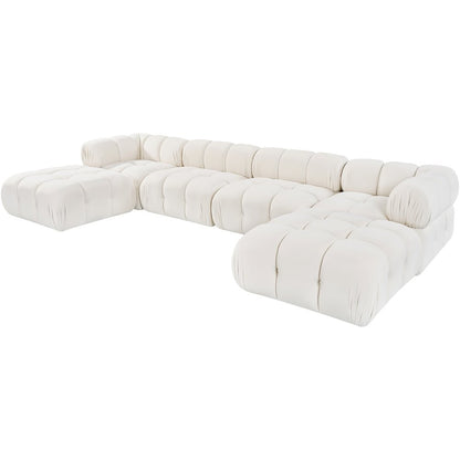 Orin Cream Velvet Performance Fabric Upholstered 6 pc. Sectional