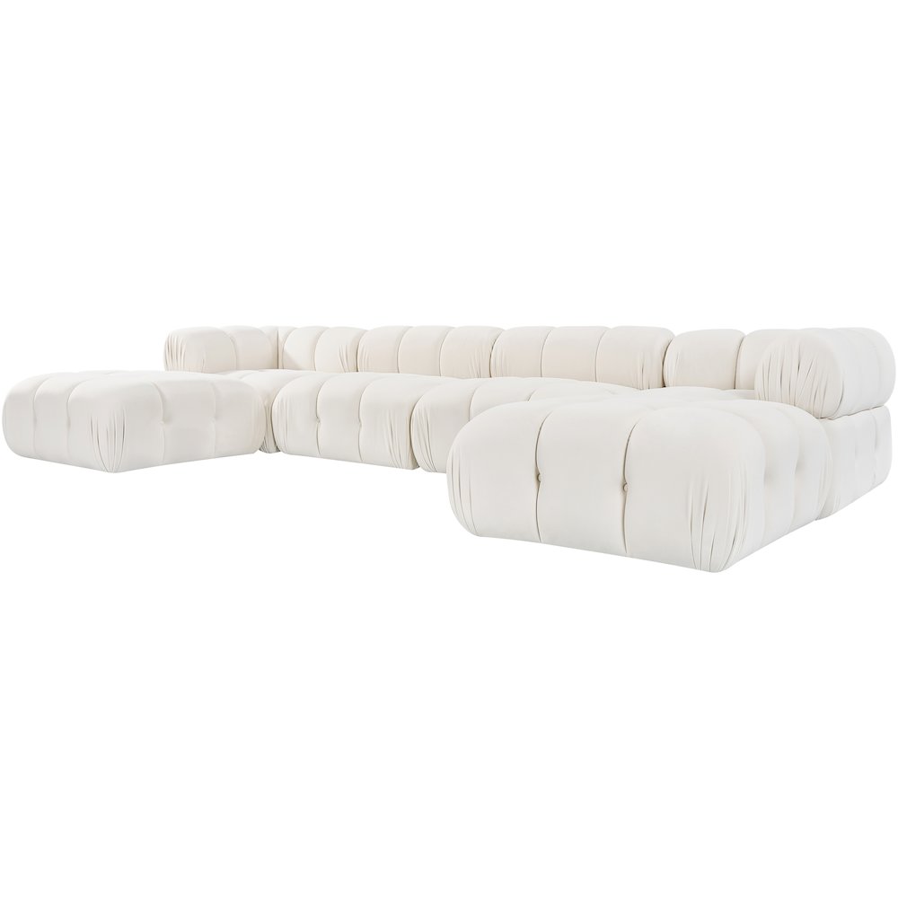 Orin Cream Velvet Performance Fabric Upholstered 6 pc. Sectional