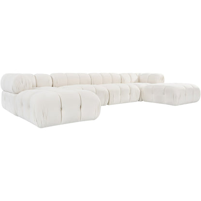 Orin Cream Velvet Performance Fabric Upholstered 6 pc. Sectional