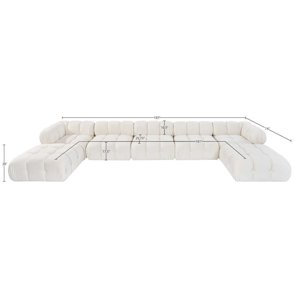 Orin Cream Velvet Performance Fabric Upholstered 7 pc. Sectional