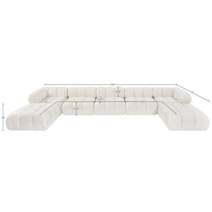 Orin Cream Velvet Performance Fabric Upholstered 7 pc. Sectional