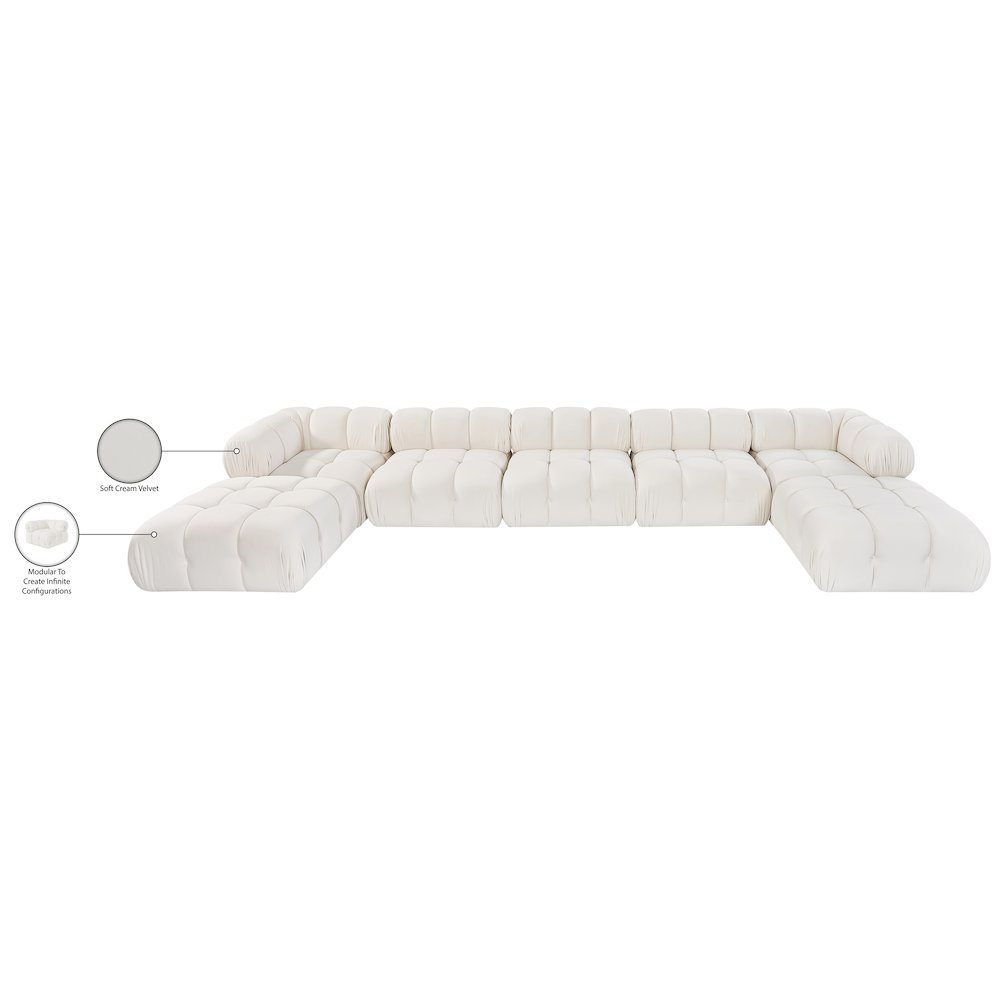 Orin Cream Velvet Performance Fabric Upholstered 7 pc. Sectional