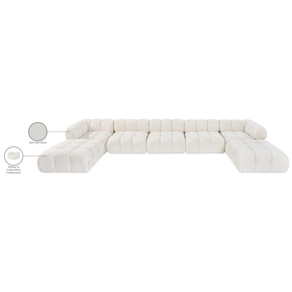 Orin Cream Velvet Performance Fabric Upholstered 7 pc. Sectional