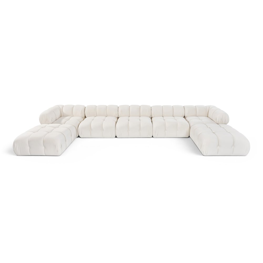 Orin Cream Velvet Performance Fabric Upholstered 7 pc. Sectional