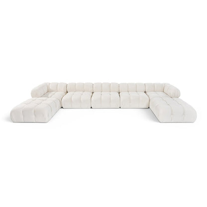 Orin Cream Velvet Performance Fabric Upholstered 7 pc. Sectional