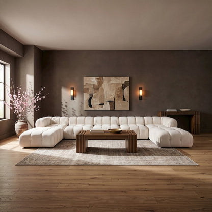 Orin Cream Velvet Performance Fabric Upholstered 7 pc. Sectional