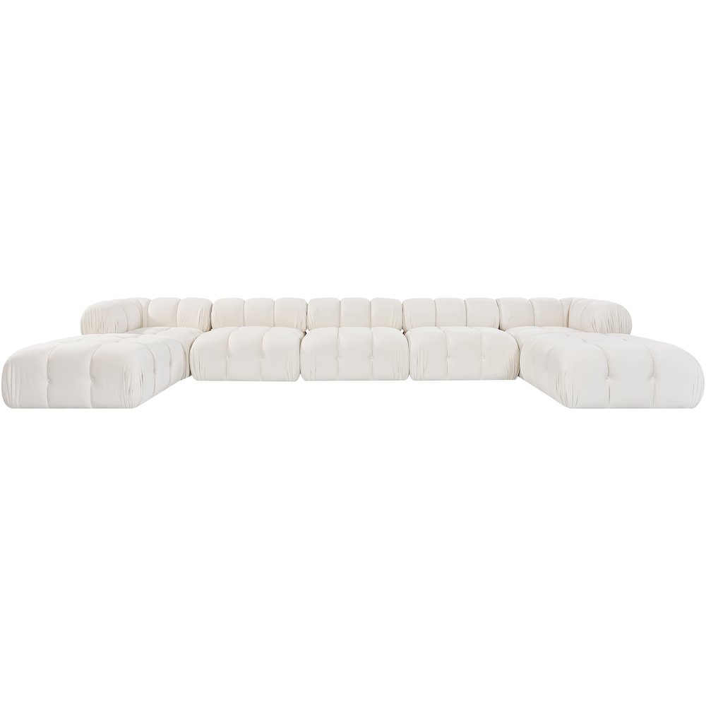 Orin Cream Velvet Performance Fabric Upholstered 7 pc. Sectional
