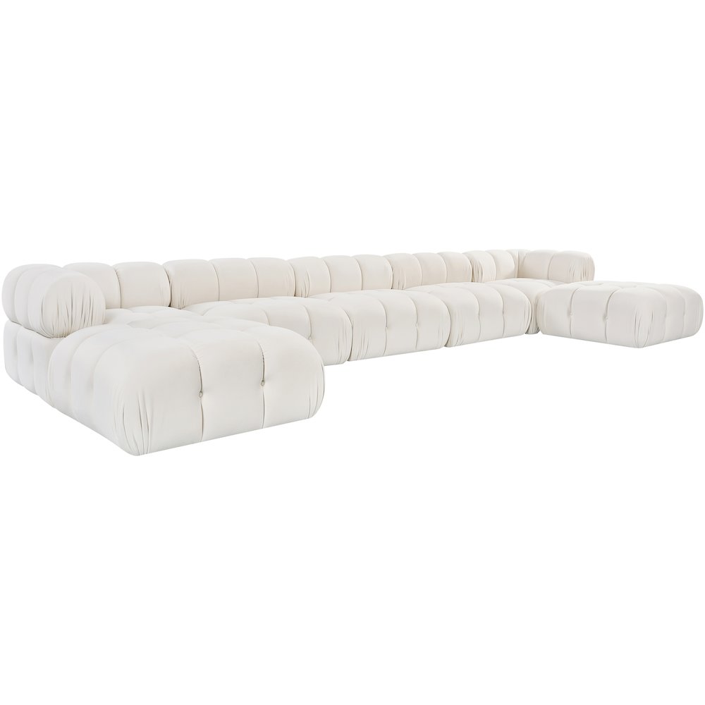 Orin Cream Velvet Performance Fabric Upholstered 7 pc. Sectional