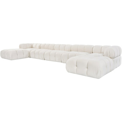 Orin Cream Velvet Performance Fabric Upholstered 7 pc. Sectional