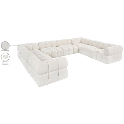 Orin Cream Velvet Performance Fabric Upholstered 8 pc. Sectional
