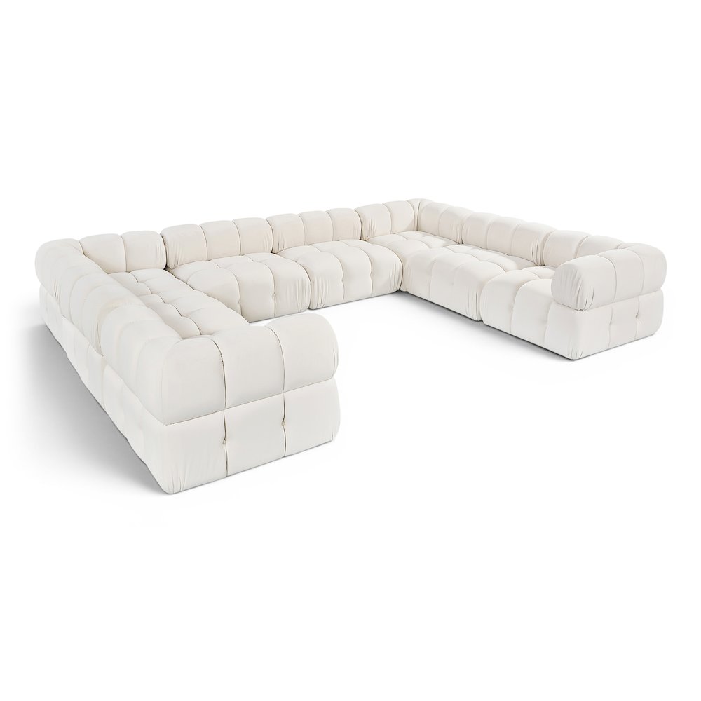 Orin Cream Velvet Performance Fabric Upholstered 8 pc. Sectional