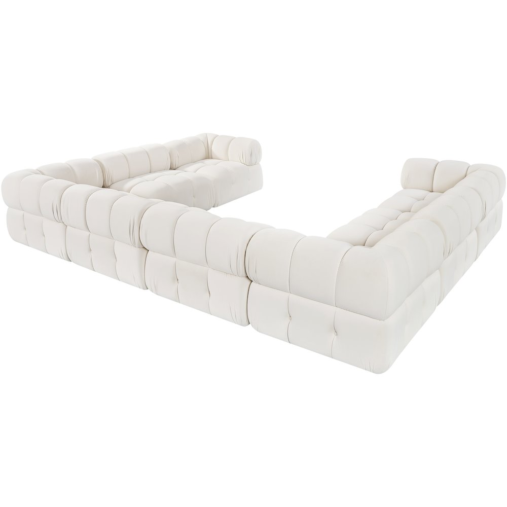 Orin Cream Velvet Performance Fabric Upholstered 8 pc. Sectional