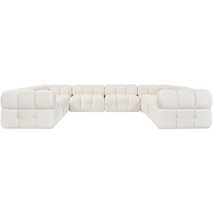 Orin Cream Velvet Performance Fabric Upholstered 8 pc. Sectional