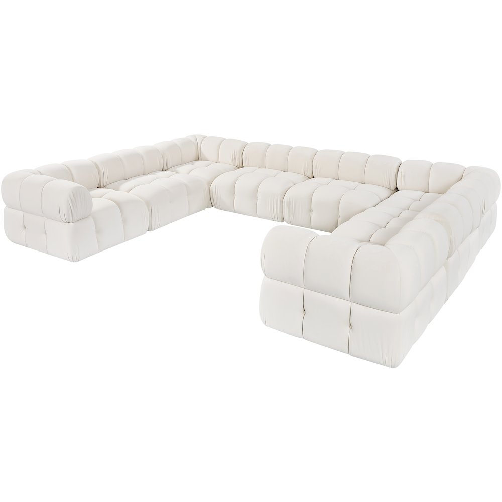 Orin Cream Velvet Performance Fabric Upholstered 8 pc. Sectional