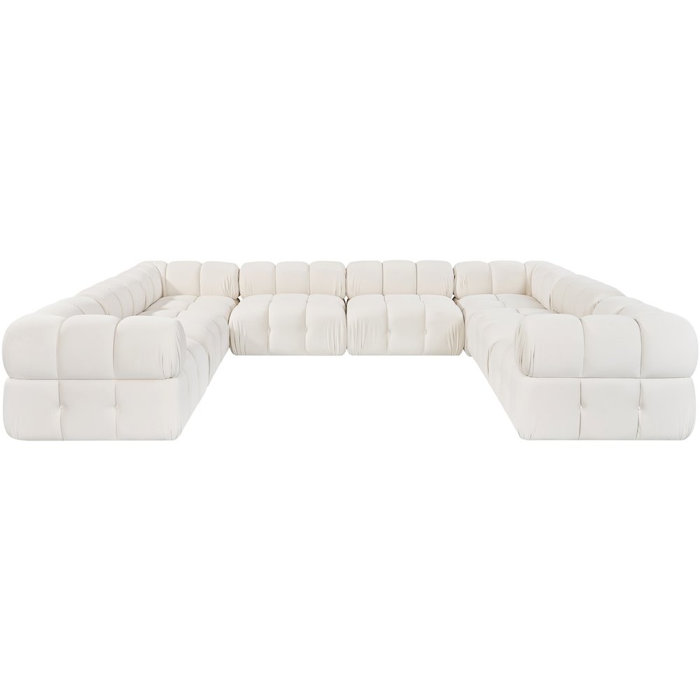 Orin Cream Velvet Performance Fabric Upholstered 8 pc. Sectional