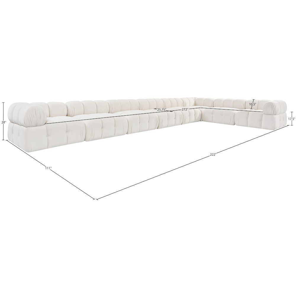 Orin Cream Velvet Performance Fabric Upholstered 8 pc. Sectional