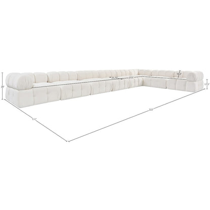 Orin Cream Velvet Performance Fabric Upholstered 8 pc. Sectional