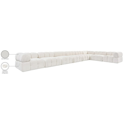 Orin Cream Velvet Performance Fabric Upholstered 8 pc. Sectional