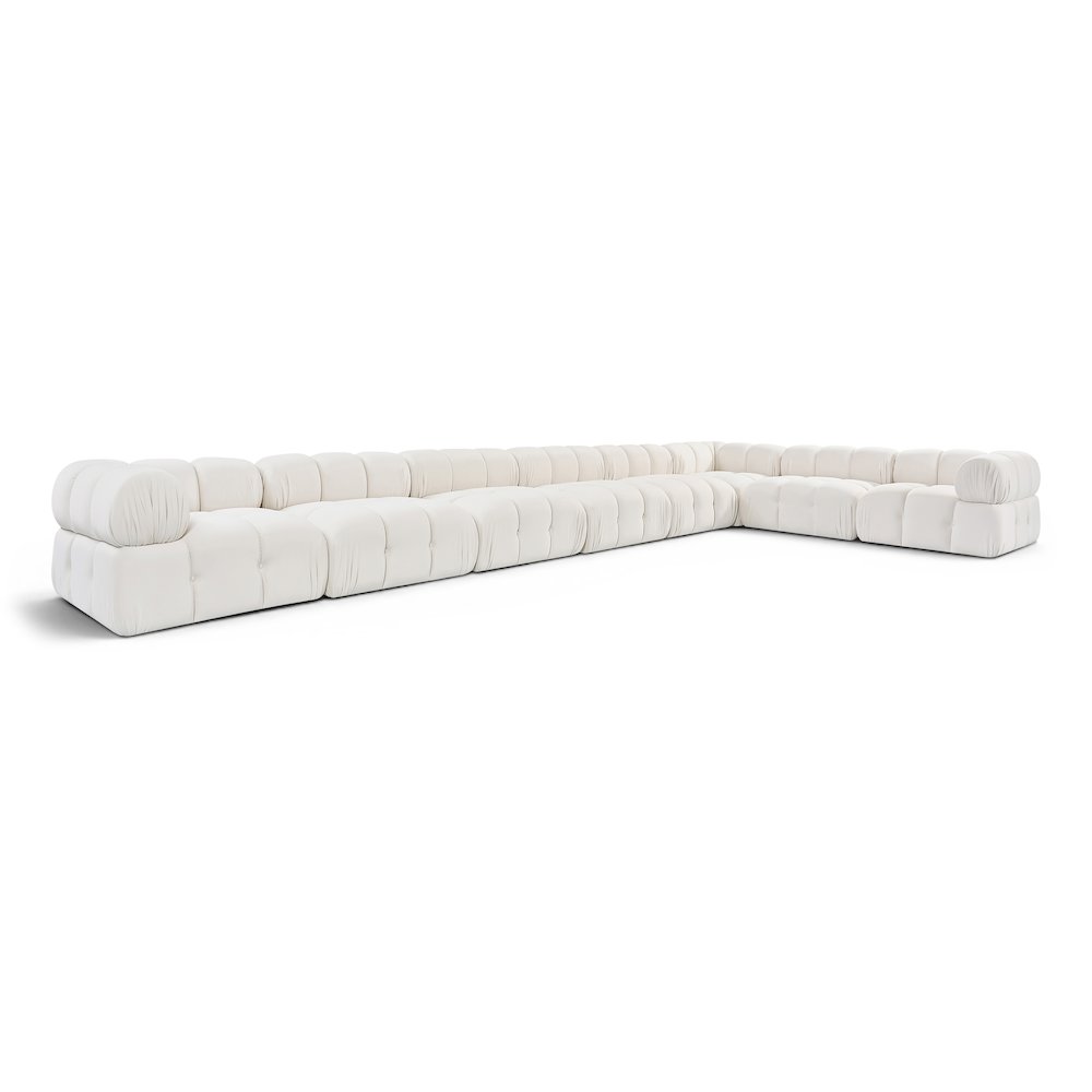 Orin Cream Velvet Performance Fabric Upholstered 8 pc. Sectional