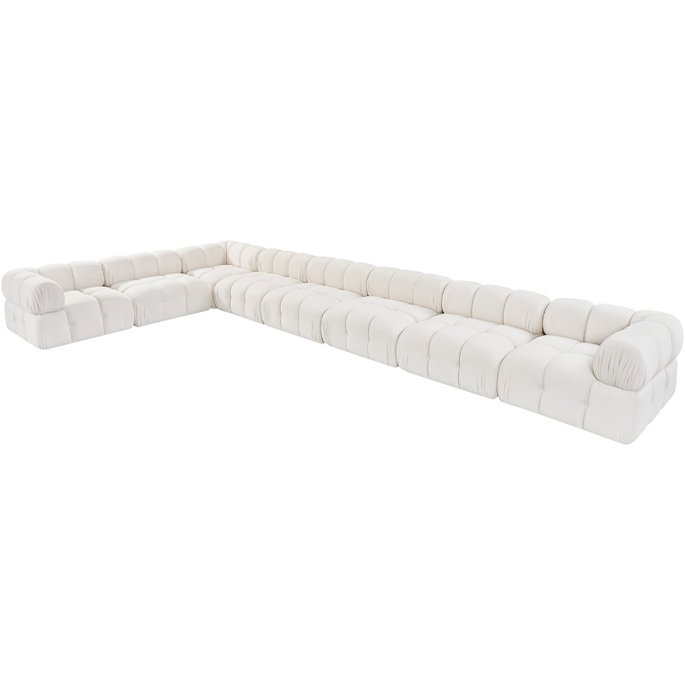Orin Cream Velvet Performance Fabric Upholstered 8 pc. Sectional