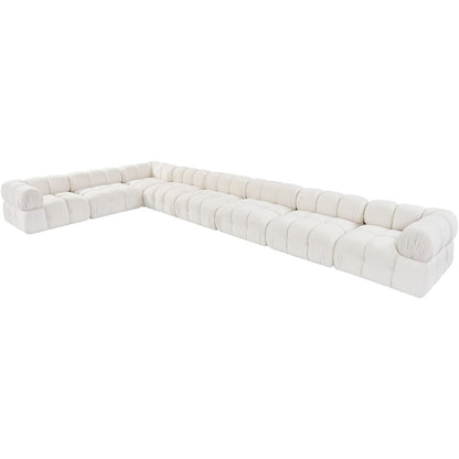 Orin Cream Velvet Performance Fabric Upholstered 8 pc. Sectional