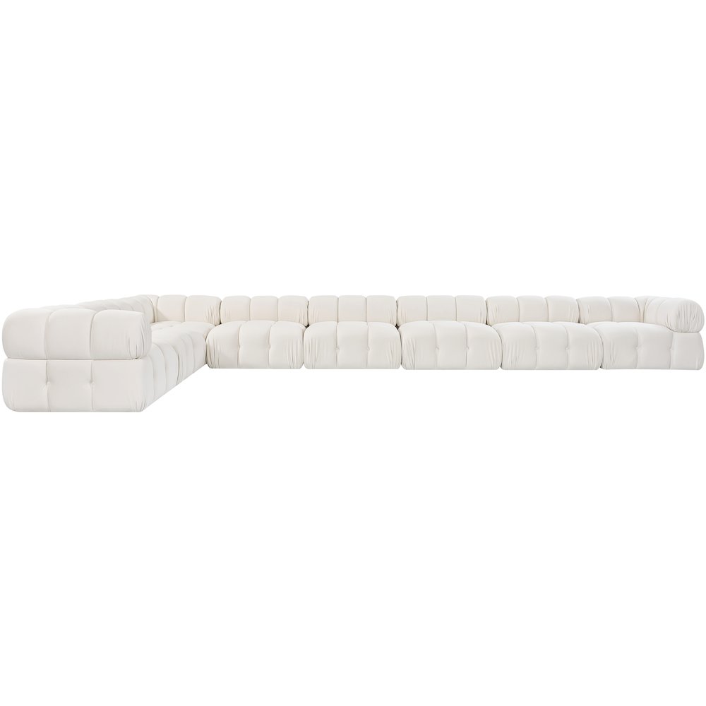 Orin Cream Velvet Performance Fabric Upholstered 8 pc. Sectional