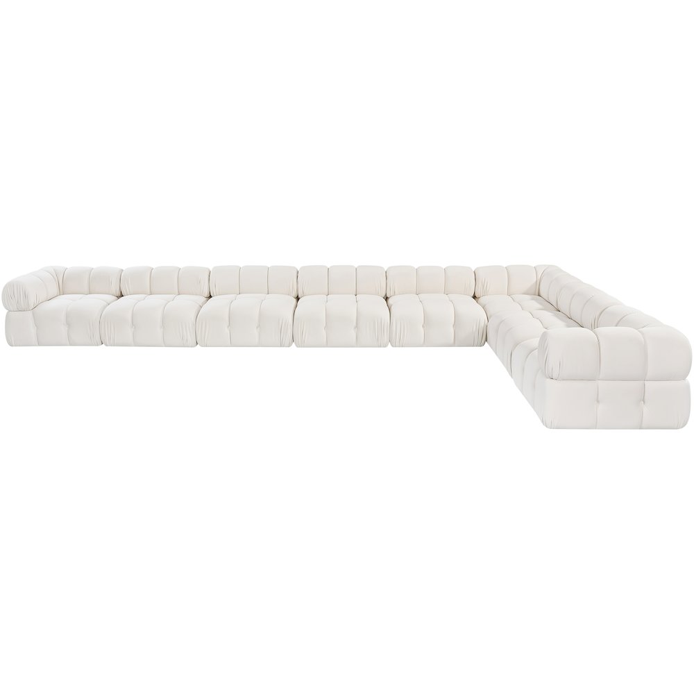 Orin Cream Velvet Performance Fabric Upholstered 8 pc. Sectional