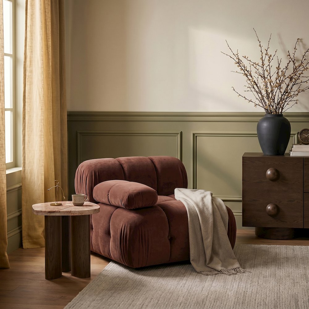 Orin Rose Velvet Performance Fabric Upholstered Modular Chair